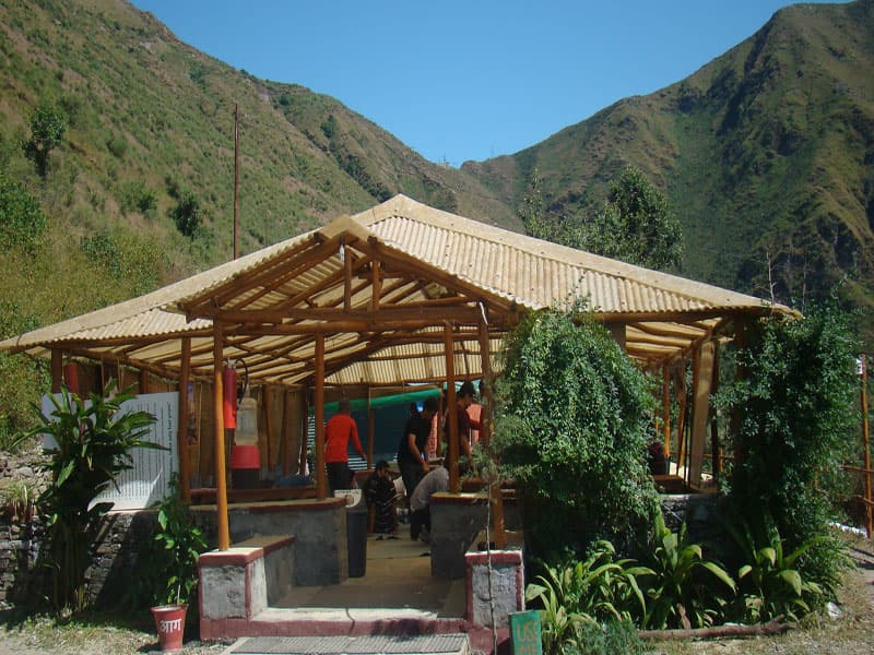 Wooden gazebo and open-air assembly pavilion at Chakrata Camps & Cottages